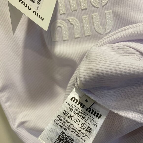 Nwt Miu Miu Women White Cotton Knit Tank Top - Picture 4 of 7
